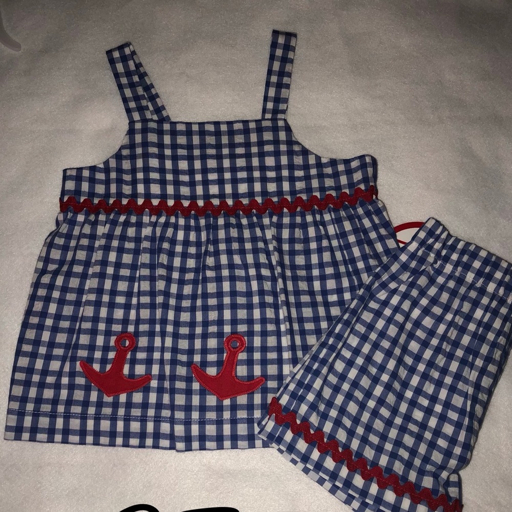 💙♥️Girls Plaid Matching Anchor Set♥️💙